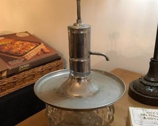 Vintage glass liquor pump decanter