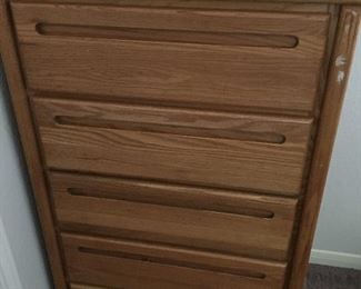 Solid wood dresser chest
All drawers slide well.
Measures 40” tall x 29” wide x 16 1/2” deep.