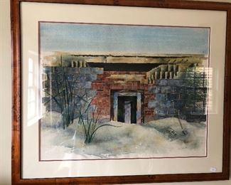Watercolor by Jane (Finck) Dosher, the daughter of Hazel Finck. Measures 28.75" x 24"