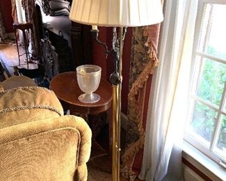 Standing lamp with silk shade