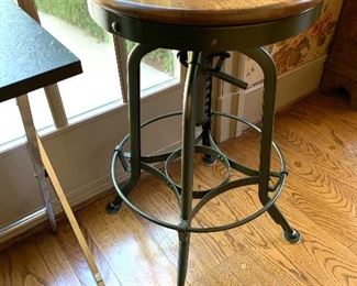 Wooden stool with metal base