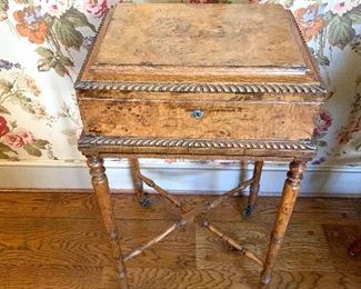 Box on stand constructed from a single tree