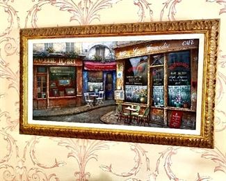 Chu Chai Chan original framed art.  Paris street scene.
