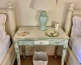 Painted square table with drawer