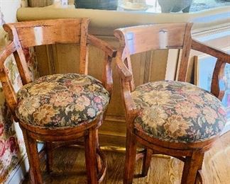 4 swivel, wood bar chairs