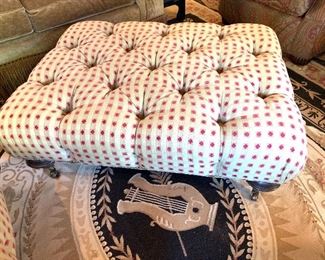 Pair custom tufted ottomans