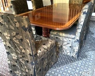 Baker Double Pedestal Dining Room Table with three leaves and table pads