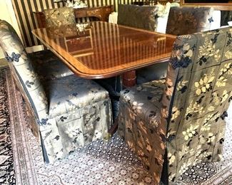 Baker Pedestal Dining Room Table with three leaves and table pads