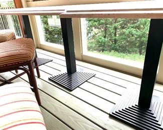 3 custom made cafe tables with cane custom made chairs