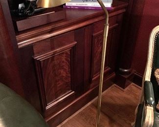 Pair of George Kovacs brass adjustable pharmacy floor lamps