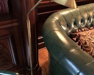 Pair of George Kovacs brass adjustable pharmacy floor lamps