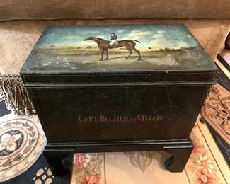 Hand painted tin box (c. 1868) "Captain Becher & Vivien"