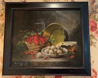 Framed original French art.  Oil on canvas.