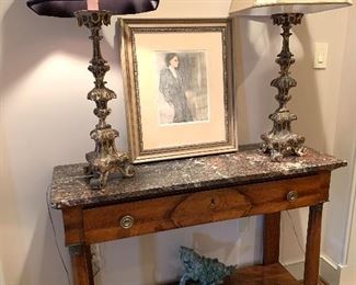 Antique Italian lighted candelabras and shades