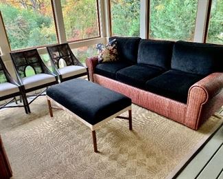 Walters Wicker sofa upholstered in perennial indoor/outdoor fabric