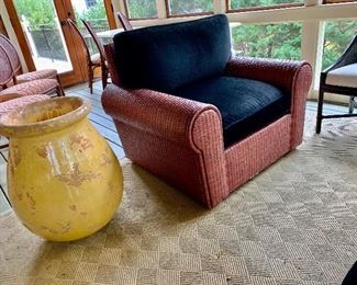 Walters Wicker chair upholstered in perennial indoor/outdoor fabric