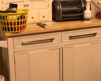 Great White kitchen Island with drop side extension