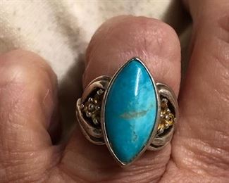 Sterling turquoise and citrine 