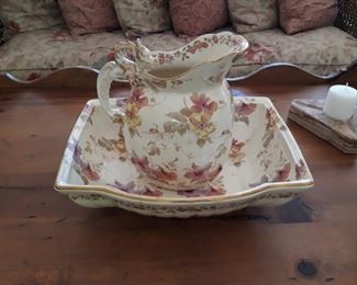 ANTIQUE BOWL AND PITCHER