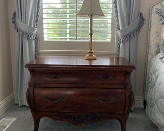 Pair Louis XV-style bombe commodes by "John Widdicomb".