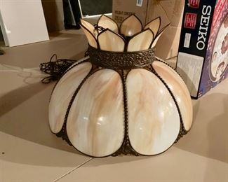 Slag glass lampshade.