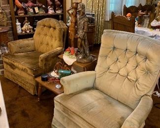 Recliner, end table and side chair