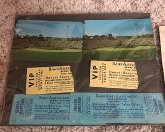 Vintage Denver Bears Stadium postcards, (pre-Mike High Stadium),
1970s Denver Bears baseball  VIP tickets