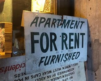 Vintage Apartment for rent sign