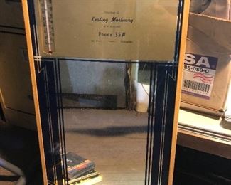 Vintage Keating Mortuary thermometer mirror
