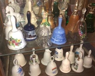 An assortment of glass and porcelain bells