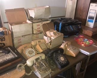 Vintage dial and push telephones