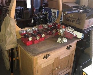 Vintage flashlights and dry sink