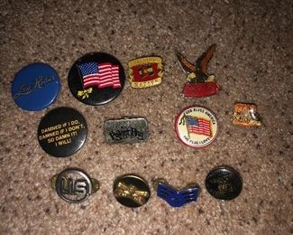 Vintage buttons, lapel pins and military pins