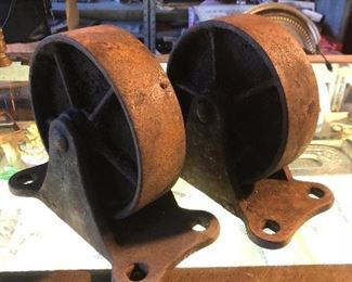 Vintage metal castor wheels