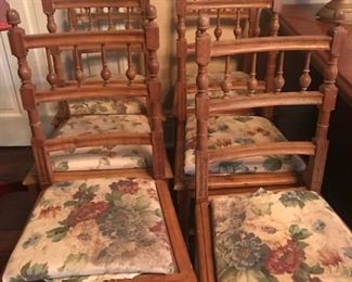 Antique ornate spindle-back chairs