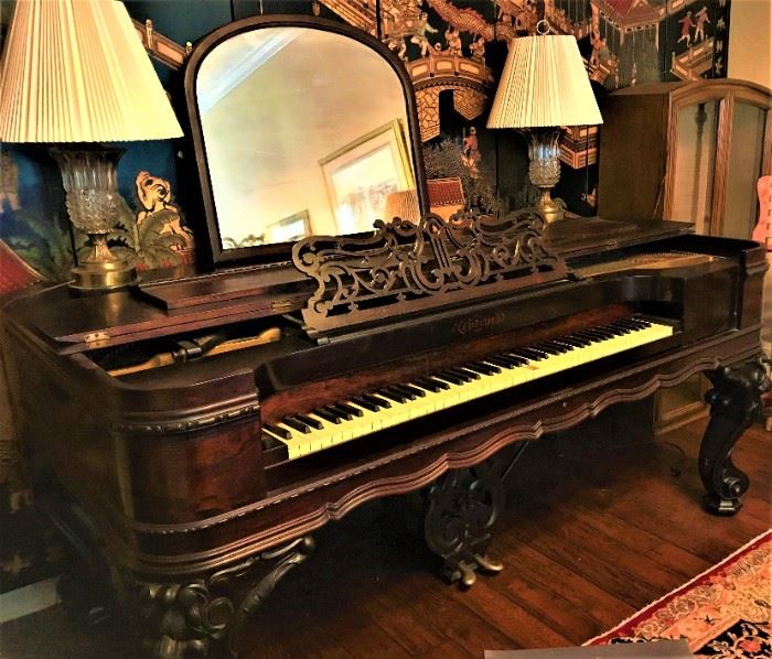 Antique Brazilian Rosewood Chickering Square Piano Forte (Grand Piano) Style 6