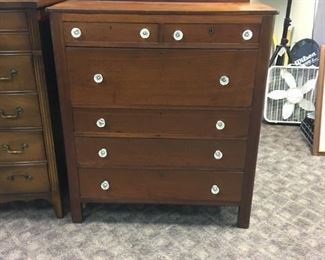Period Mahogany Chest with Glass Knobs