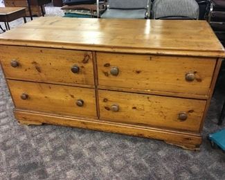 Early Primitive Pine Dower Chest