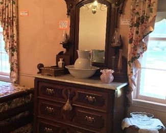 Victorian Vanity Dresser with Marble Top