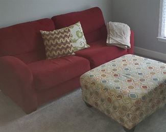 Red Sofa and Ottoman