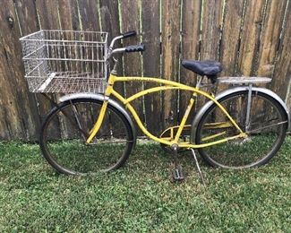 Vintage 1972 Schwinn HEAVY DUTY bicycle. Original oversized front basket. OEM parts.
