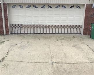 Six- 30.5 inch tall , 40inch long , late 18th early 19th century wrought iron balcony rails / balustrades. When placed end to end a total 20 feet can be achieved. More linear feet can be achieved if placed between columns.