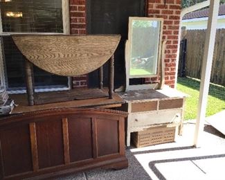 Many unfinished furniture restoration projects.