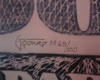Michael Godard Art with Certificate $100 Bill with Dice with certificate 
