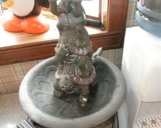 BIRDBATH AND LAWN STATUE