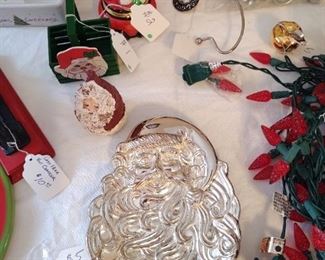 Silver Santa candy dish