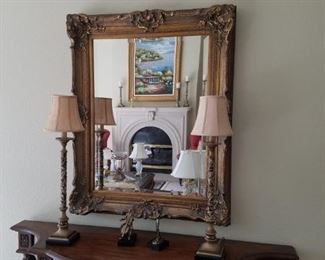 Monumental mirror and entry table