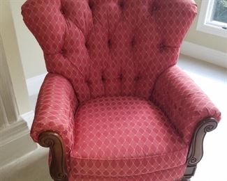 One of a pair of upholstered chairs