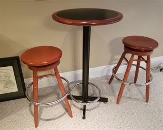 Bar stools and table