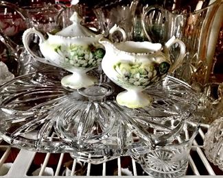 Decorative glass serving pieces